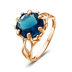 Позолоченное кольцо с синим фианитом 546 - п