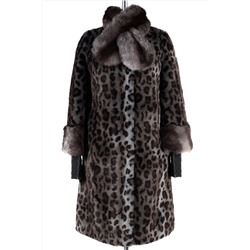 02-0763 Пальто женское утепленное Искусственный мех Серо-коричневый