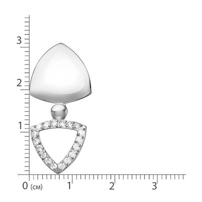 Серебряные серьги с бесцветными фианитами - 1162