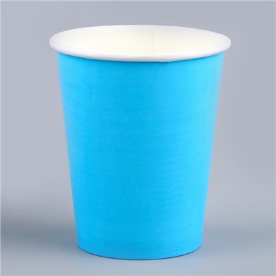 Стакан одноразовый бумажный однотонный, цвет голубой, объем 250 мл, набор 10 штук