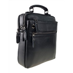 Мужская деловая сумка из фактурной натуральной кожи, цвет чёрный