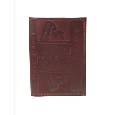 Обложка для паспорта из натуральной кожи, цвет коричневый