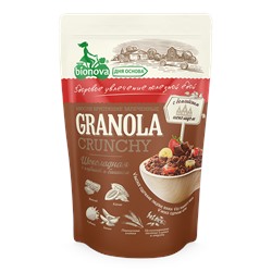 Гранола (Мюсли) Bionova® без сахара Шоколадная с клубникой и бананом 400г