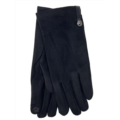 Женские демисезонные перчатки из велюра, цвет черный