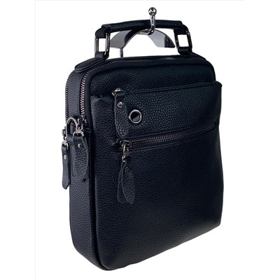 Мужская сумка-планшет из фактурной натуральной кожи, чёрный цвет