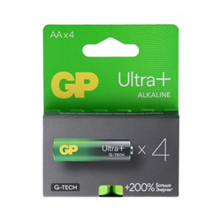 Батарейка алкалиновая GP Ultra Plus Alkaline, AA, LR6-4BL, 1.5В, блистер, 4 шт