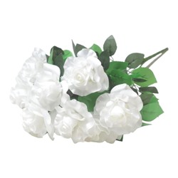 Роза в букете, искусственная, 9 голов, h60см, белый