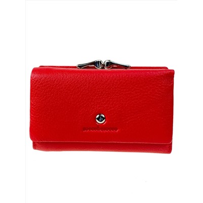 Женский кошелёк с фермуаром из натуральной кожи, цвет красный