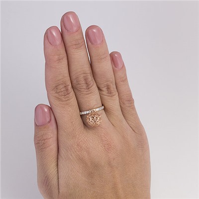 Позолоченное кольцо с бесцветными фианитами - 1170 - п