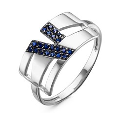 Серебряное кольцо с синими фианитами - 987