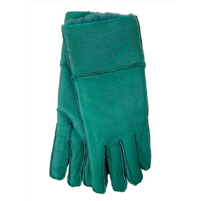 Женские перчатки из овчины, цвет зеленый