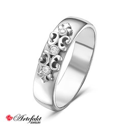 Обручальное кольцо с бесцветными фианитами - 570