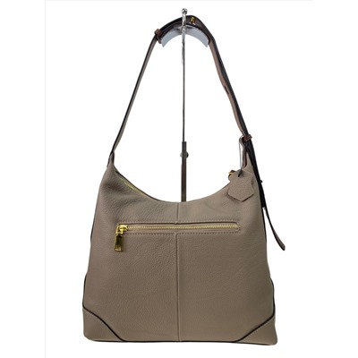 Женская сумка хобо из натуральной кожи, цвет бежево-серый
