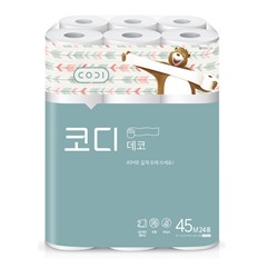 Особомягкая туалетная бумага "Codi Pure Deco Soft&Strong" (двухслойная, с тиснёным рисунком) 45 м х 24 рулона