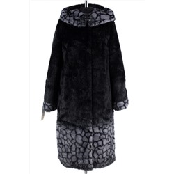 02-1256 Пальто шуба искусственная женская SALE Искусственный мех черно-серый
