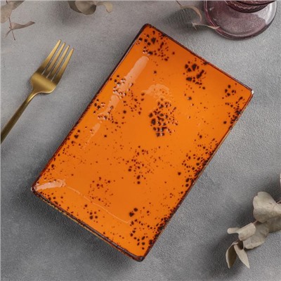 Блюдо керамическое прямоугольное «Созвездие», 22×14 см, цвет оранжевый
