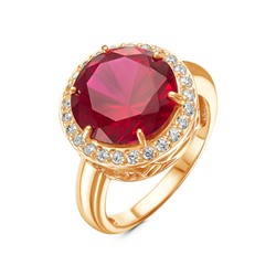 Позолоченное кольцо с фианитом цвета рубин - 1181 - п