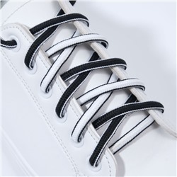 Шнурки для обуви, пара, круглые, d = 5 мм, 110 см, цвет чёрный/белый