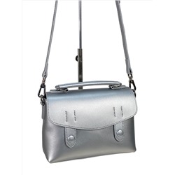 Женская сумка из натуральной кожи цвет серебро