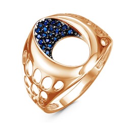 Позолоченное кольцо с синими фианитами - 656 - п