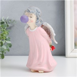 Сувенир полистоун "Ангел с розой, надувает пузырь" 8х8х18 см